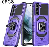 Voor Samsung Galaxy S21 + 5G 10 PCS Union Armor Magnetische PC + TPU Shockproof Case met 360 Graden Rotatie Ring Houder (Paars)