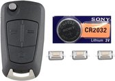 Autosleutel 3 knoppen + batterij CR2032 en microschakelaars geschikt voor Opel sleutel / Astra / Corsa / Zafira / klapsleutel