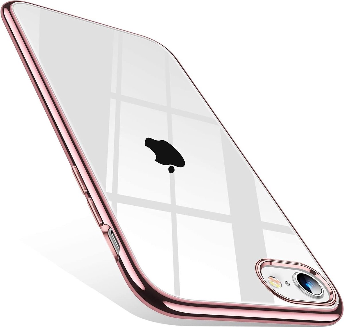 ShieldCase rosé gouden metallic bumper case geschikt voor Apple iPhone SE 2020 + Glazen Screenprotector - Stijlvolle Beschermcase - Schokbestendige Metallic Cover - Luxe Rosé Goud Hoesje - Duurzaam Telefoonaccessoire