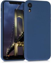 Siliconen hoesje met camera bescherming geschikt voor Apple iPhone Xr - blauw + glazen screen protector