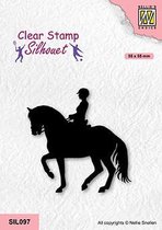 SIL097 Nellie Snellen Clearstamp - Silhouette stamp sport Equestrian - ruiter - stempel meisje op paard - paardrijden