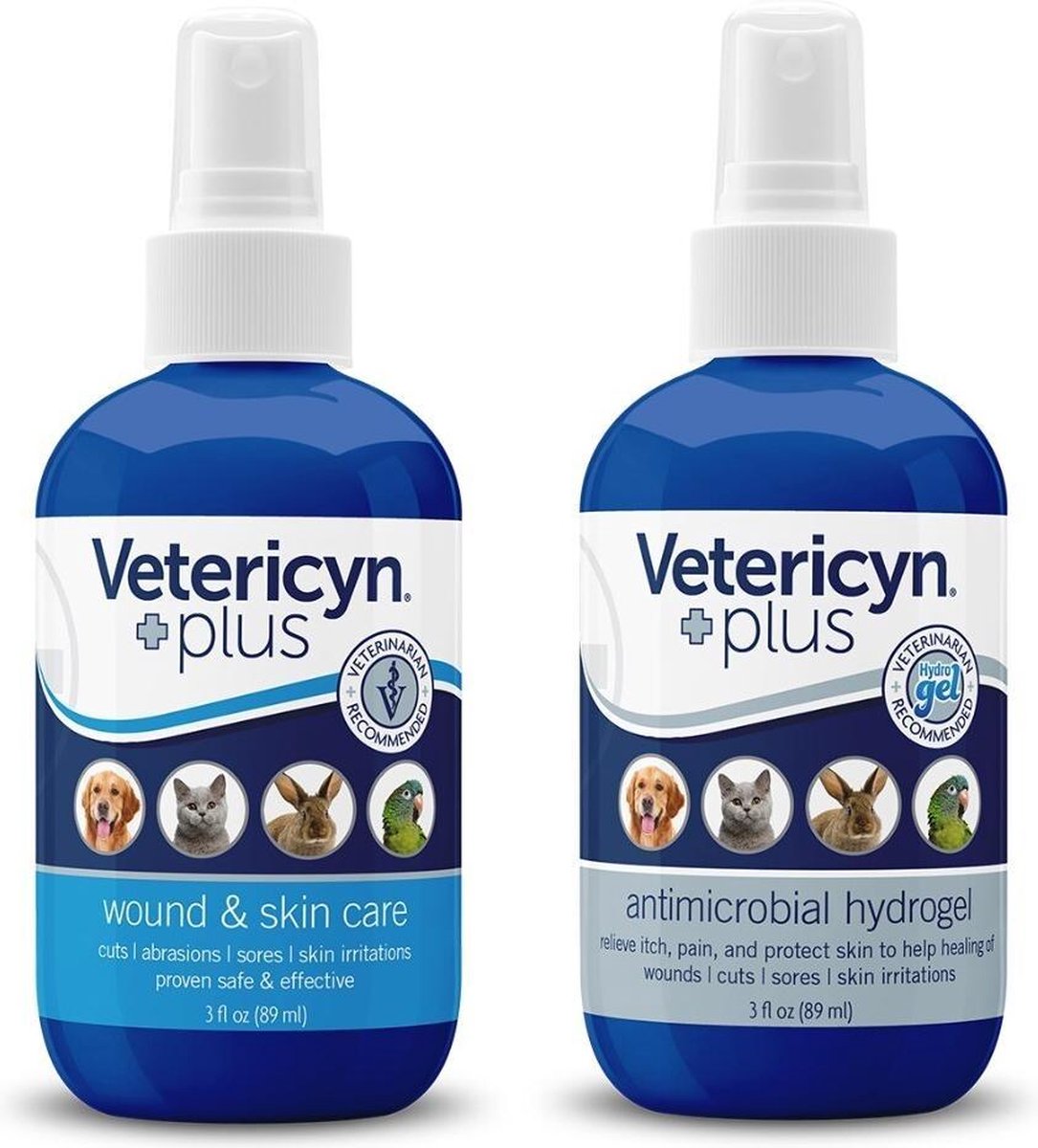 Vetericyn Plus Huisdieren Combo Sprays - 100% veilig & effectief bij wonden, jeuk, irritaties en veelvoorkomende huidproblemen. Aanbevolen door Dierenartsen. - Vetericyn