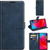 Voor Motorola G Stylus 5G Retro Kalf Patroon Gesp Kaart Portemonnee Links en Rechts Flip Telefoon Holster met Beugel Functie (Blauw)