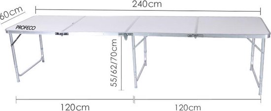 Profeco behangtafel inklapbaar 240x60 cm - Klaptafel - Werktafel - In hoogte verstelbaar - Profeco