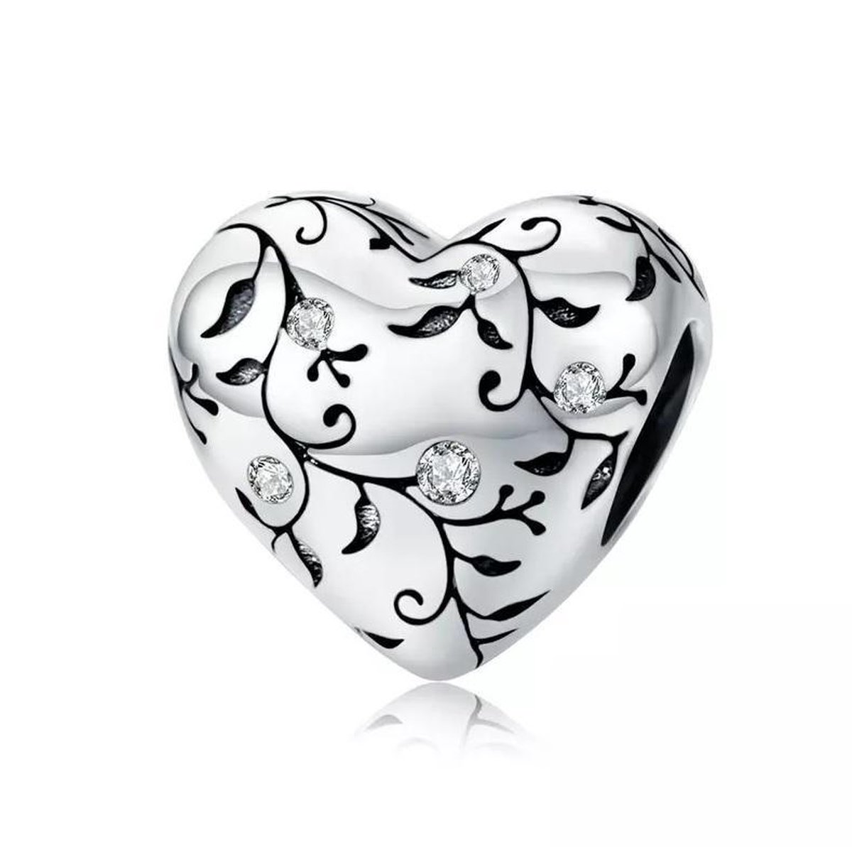 Zilveren Bedel Hart | Bedel Liefde | Sieraad | Sterling zilver 925 | Moederdag / Valentijn Sieraad Cadeau | Bedels Beads | Past op je Pandora armband | Romystones