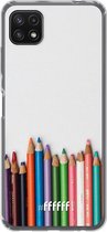 6F hoesje - geschikt voor Samsung Galaxy A22 5G -  Transparant TPU Case - Pencils #ffffff