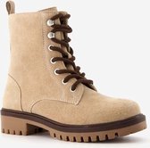 Hush Puppies suede meisjes veterboots - Beige - Maat 35 - Echt leer
