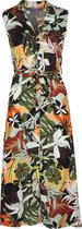 Cassis - Female - Lange jurk in viscose met bladprint  - Multicolor