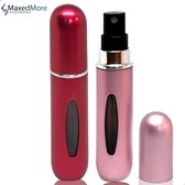 MaxedMore Navulbare Parfumverstuiver 5ml Rood & Donkerroze - 65 Keer Spraybare Parfum Verstuiver - Hervulbaar Tasverstuiver voor Parfum - Meeneem Mini Geur Flesje voor op Reis - Li