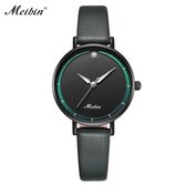 Longbo - Meibin - Dames Horloge - Zwart/Groen - 27mm