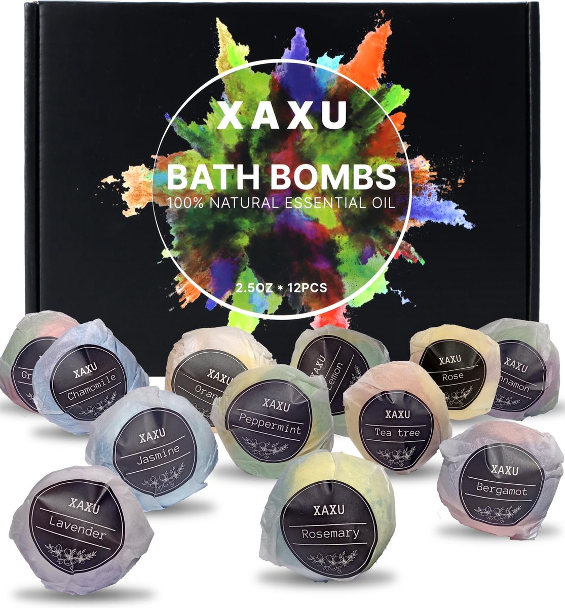 Bruisballen voor Bad - Bathbombs - Badparels - Bath Bombs - Tea tree - BadBom Lavendel Olie - 12 verschillende smaken - 70 gram per stuk