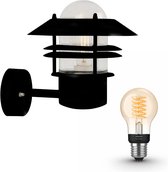 Nordlux Blokhus Wandlamp Buiten - Muurlamp - Tuinverlichting LED Buiten - Buitenlamp - 1 Lichtpunt - Incl. Philips Hue White Filament Standaardlamp E27 - Zwart