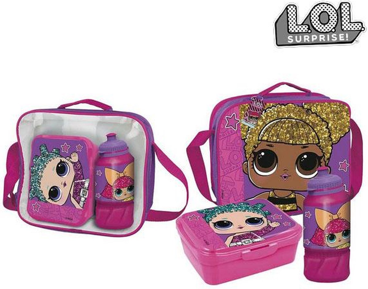 Schooltas met Lunch Box met Beker Set Lol Surprise Fuchsia bol