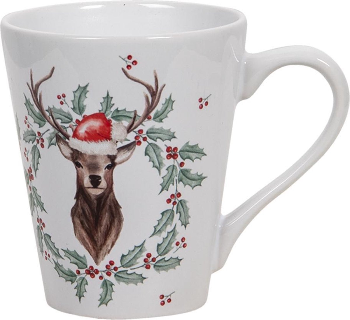 Clayre & Eef Mok 300 ml Wit Keramiek Kerst Theemok