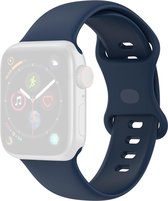 Compatible apple watch bandje - By Qubix - Siliconen sportbandje - Navy Blauw - Maat: S/M - Geschikt voor Apple Watch 42mm / 44mm / 45mm - Apple watch series 3/4/5/6/7