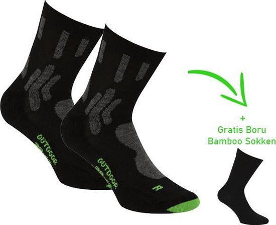 Bamboo wandel sok - Naadloze sokken - Antibacterieel - Heren en dames - 2 Paar - 1 Paar sokken cadeau - Zwart - 43/45