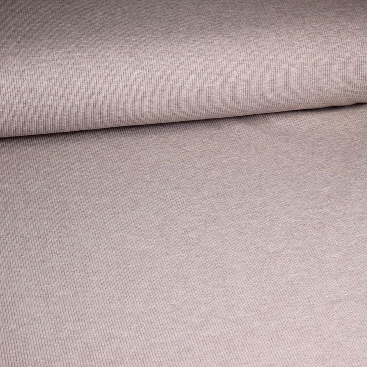 Rib jersey katoen beige melange 2,5 meter