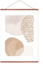 Poster In Posterhanger - Waterverf Abstract - Kader Hout - Interieur Deco - 70x50 cm - Ophangsysteem