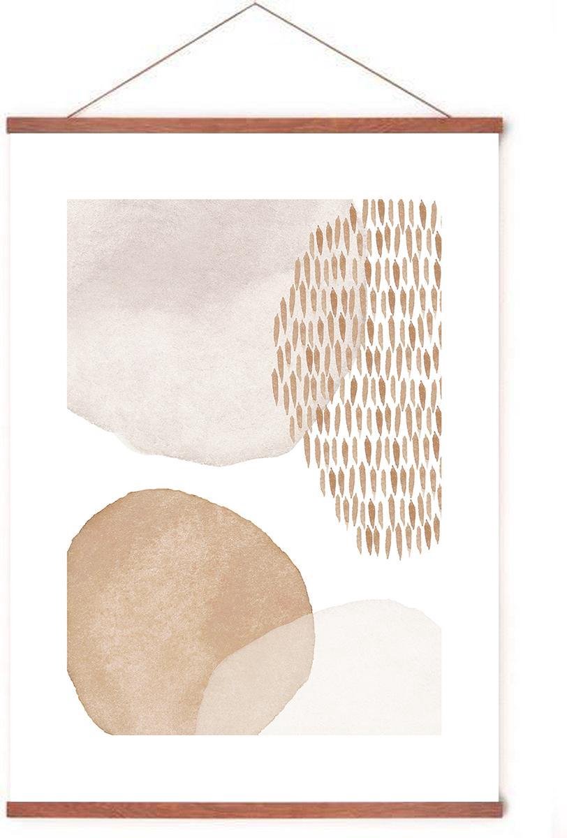 Esque Poster In Posterhanger - Waterverf Abstract - Kader Hout - Interieur Deco - 70x50 cm - Ophangsysteem Wit