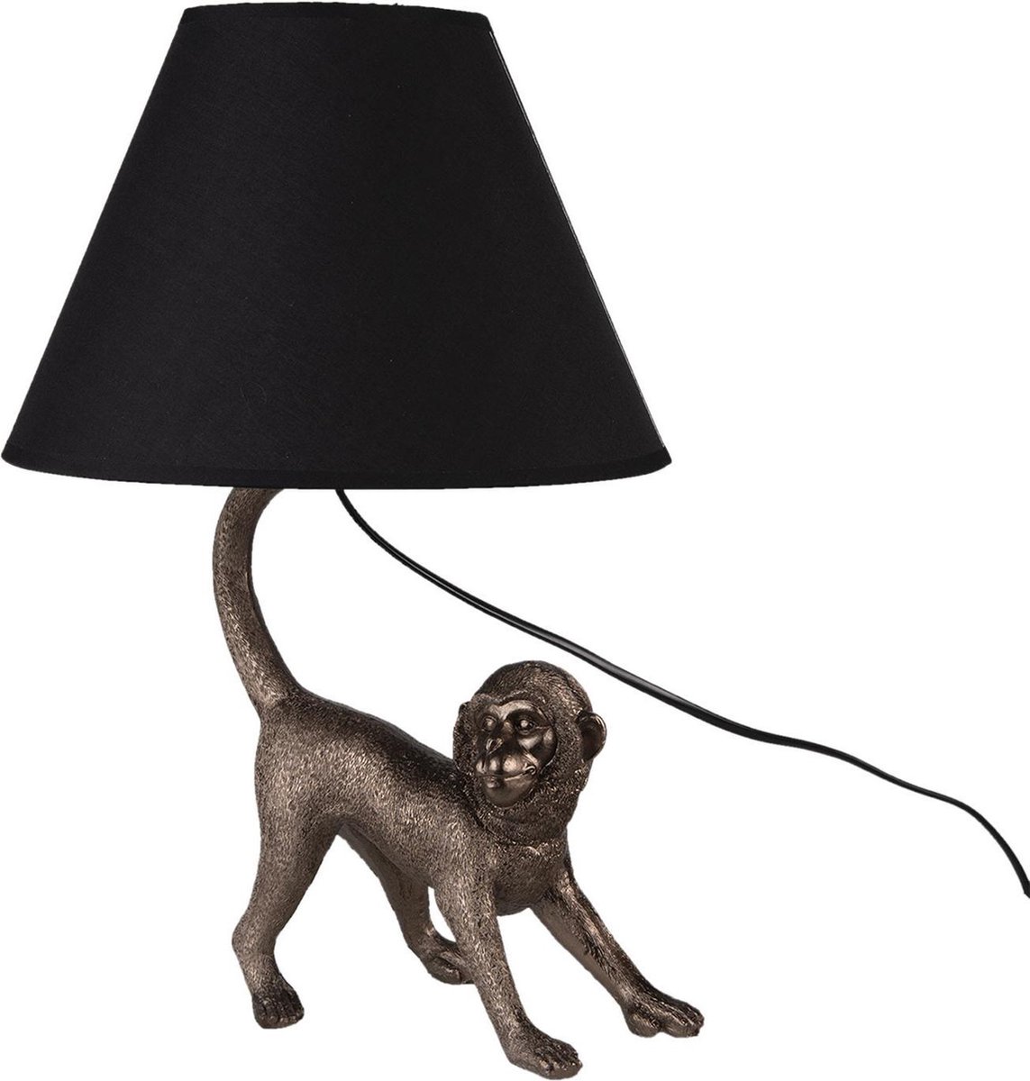 Tafellamp - Tafellamp Aap - Tafellamp Slaapkamer - Tafellamp Dier - Dieren - Tafellampen - Zwart - Brons - 43 cm
