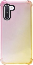- ADEL Siliconen Back Cover Softcase Hoesje Geschikt voor Samsung Galaxy Note 10 Plus - Kleurovergang Roze Geel