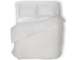 Dekbedovertrek - 240x200/220 - Uni - Satijnstreep / Satijn Streep - Hotel Kwaliteit Satin Stripe - Wit