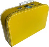 Kinderkoffer 35cm Okergeel - Logeerkoffer - Kartonnen koffer - Speelkoffer - Poppenkoffer- Opbergen - Cadeau - Decoratie