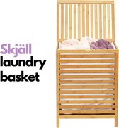 Skjäll wasmand bamboe - bamboe houten wasmand met deksel en binnenzak - laundry basket