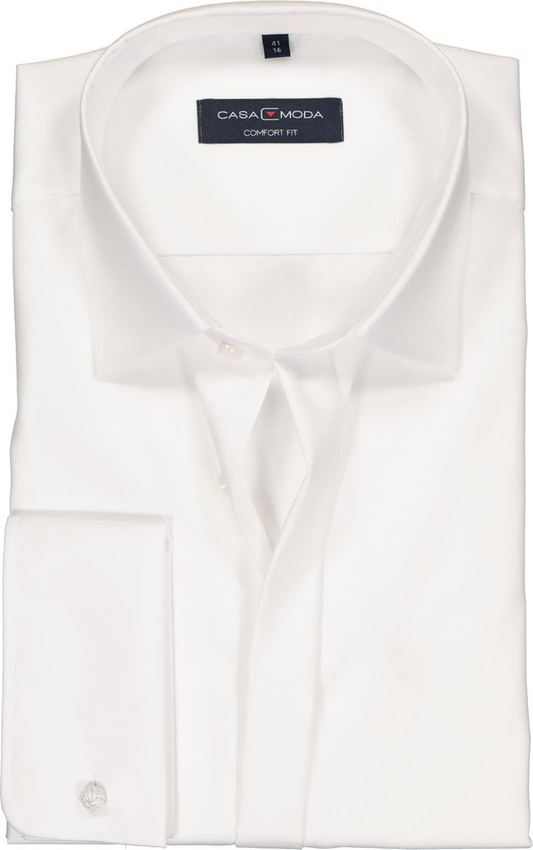 BOSS Hank slim fit overhemd dubbele manchet, twill, wit