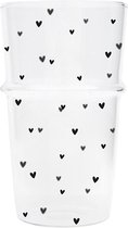 Bastion Collections - Latte Macchiato Glas - Zwarte Hartjes