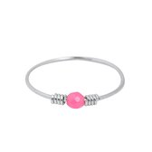Ring - Roze steen - Maat 16/17 - Zilverkleurig - Minimalistische stijl - Damesdingetjes