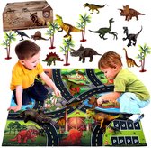 Allerion Dinosaurs Speelmat Set – 30-delig – Speelmat 70 x 80 cm - Inclusief Dinosaurus Speelfiguren en Attributen