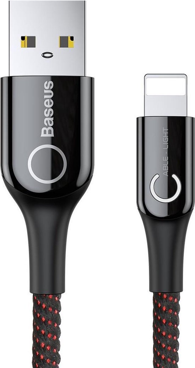 Smart Power Off USB A naar Lightning Kabel Geschikt voor Apple iPhone - Zwart