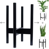 Q-Living Plantenstandaard Bamboe  - Plantenkruk - Uitschuifbare Houder Voor Plant - Bloempot Houder voor binnen - Planten standaard - Plantenhouder -Bamboo Zwart- Hout