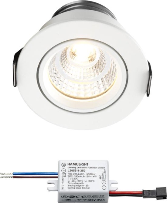 LED inbouwspot wit - inbouwspots - downlights - plafondspots 4 watt - rond -... | bol.com