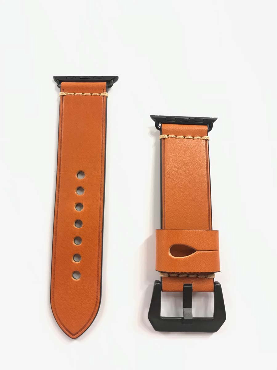 Leren bandje - Apple Watch 38mm 40mm 41mm - oranje zwart gesp