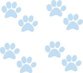Hondenpootje / hondenpootjes - baby blauw - autostickers - 8 stuks – 4 cm x 5 cm – hondenpoot - hondensticker