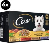 Cesar Cuisine Gevogelte, Rund, Kalkoen, Lam in saus honden natvoer voordeel pack  6-pack - 6x(4x150g)