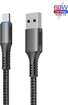 USB-C Data- en Laadkabel - 2.4A Snellader Kabel - Fast en Quick Charge Oplaadkabel - Type C Naar USB-A - Oplaadsnoer Telefoon - Laptop - Samsung Galaxy en Note - Sony - OnePlus - Gevlochten N