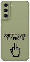Leuk TPU Back Case Geschikt voor Samsung Galaxy S21FE Hoesje Finger Don't Touch My Phone