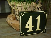 Emaille huisnummer 18x15 groen/creme nr. 41