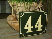 Emaille huisnummer 18x15 groen/creme nr. 44
