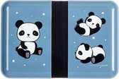 broodtrommel Panda 18 cm polypropyleen zwart/blauw