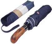 Paraplu, handgemaakt handvat van echt hout, auto op en neer, winddichte sterke glasvezel, multifold premium 300 schroefdraad, fijnste stof