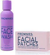 Frownies | Facial Patches (voor voorhoofd en tussen de ogen - 144 stuks), pH-Balancing Face Wash (118 ml) - 100% natuurlijk