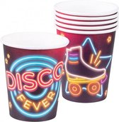 bekerset met tekst 'Disco fever' junior 25 cl papier 6 stuks