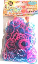 loombands Transparant roze/blauw 300-delig