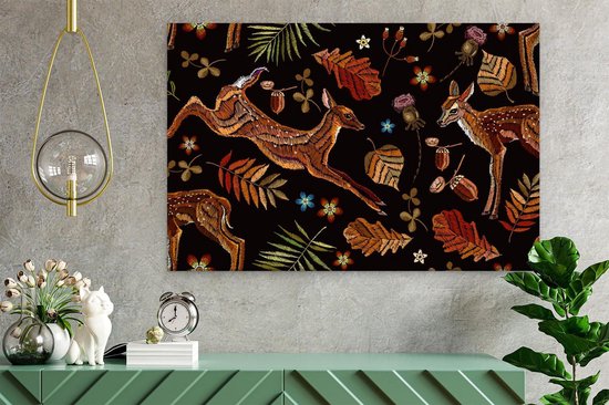 Artaza Peinture sur toile Fond d'automne avec cerf - Abstrait - 60 x 40 - Photo sur toile - Impression sur toile