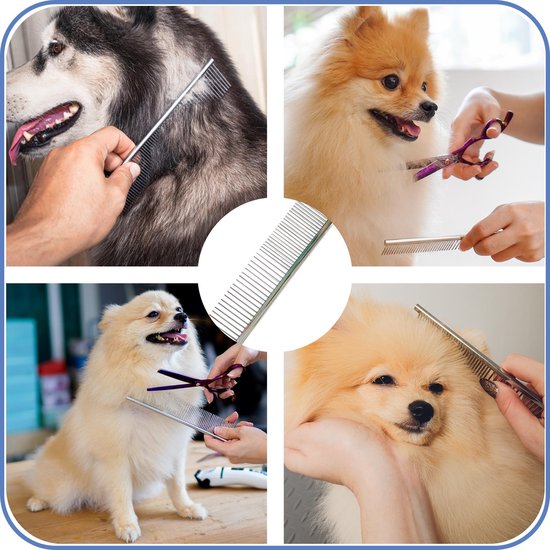 TwinQ Vachtverzorgingsset hond/kat - Professionele 2-zijdige Ondervacht kam - Klittenkam voor honden en katten - Verwijderd klitten en voorkomt haaruitval - Incl. vlooienkam en tandenborstel