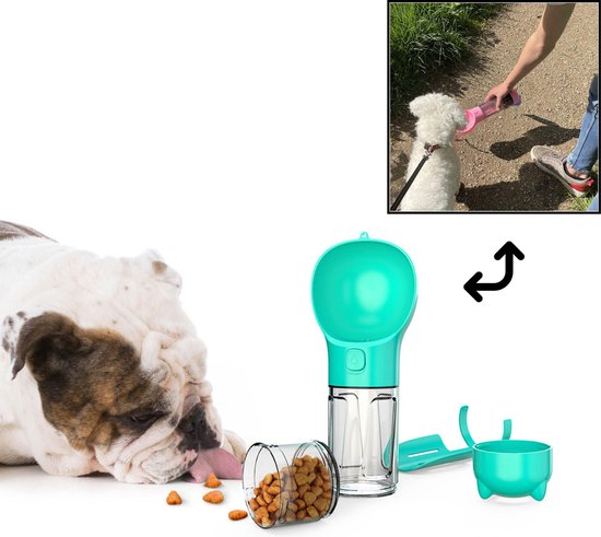 Waterfles 350ml - honden waterfles - Nu gratis honden poepzakjes erbij geleverd - Honden bidon - Honden Drinkfles - Outdoor - Voor Onderweg- Lekvrij- Incl. poep zakjes- Hond